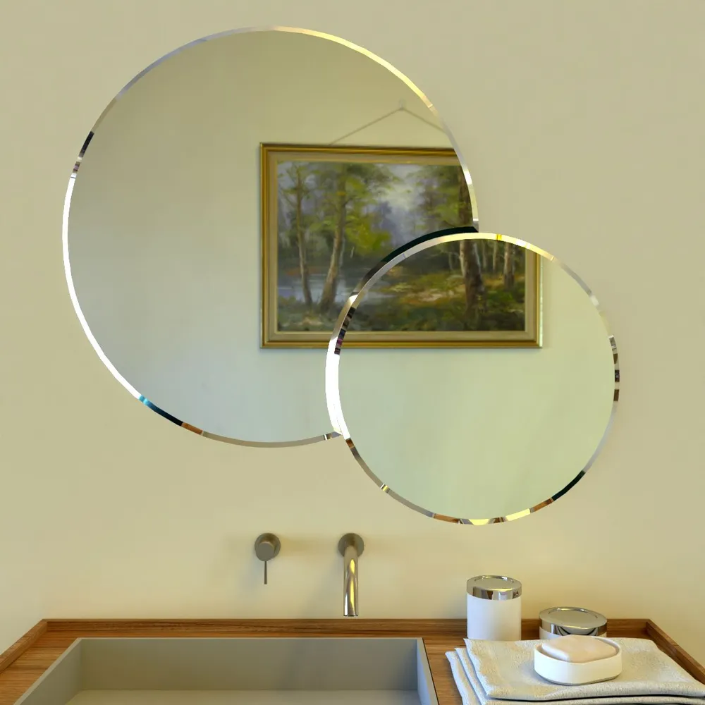 Scandinavian Frameless Beveled Dual Circular Bathroom Mirror