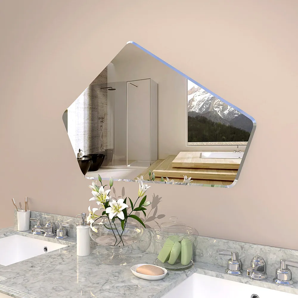 Scandinavian Frameless Beveled Geometrical Shaped Bathroom Mirror