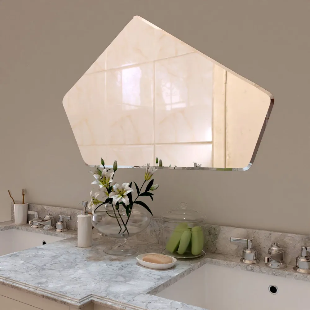 Scandinavian Frameless Beveled Geometrical Shaped Bathroom Mirror