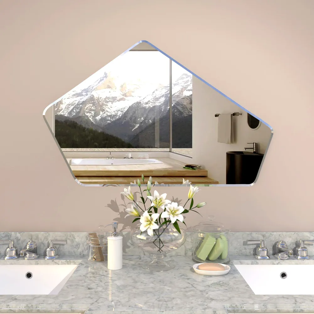 Scandinavian Frameless Beveled Geometrical Shaped Bathroom Mirror