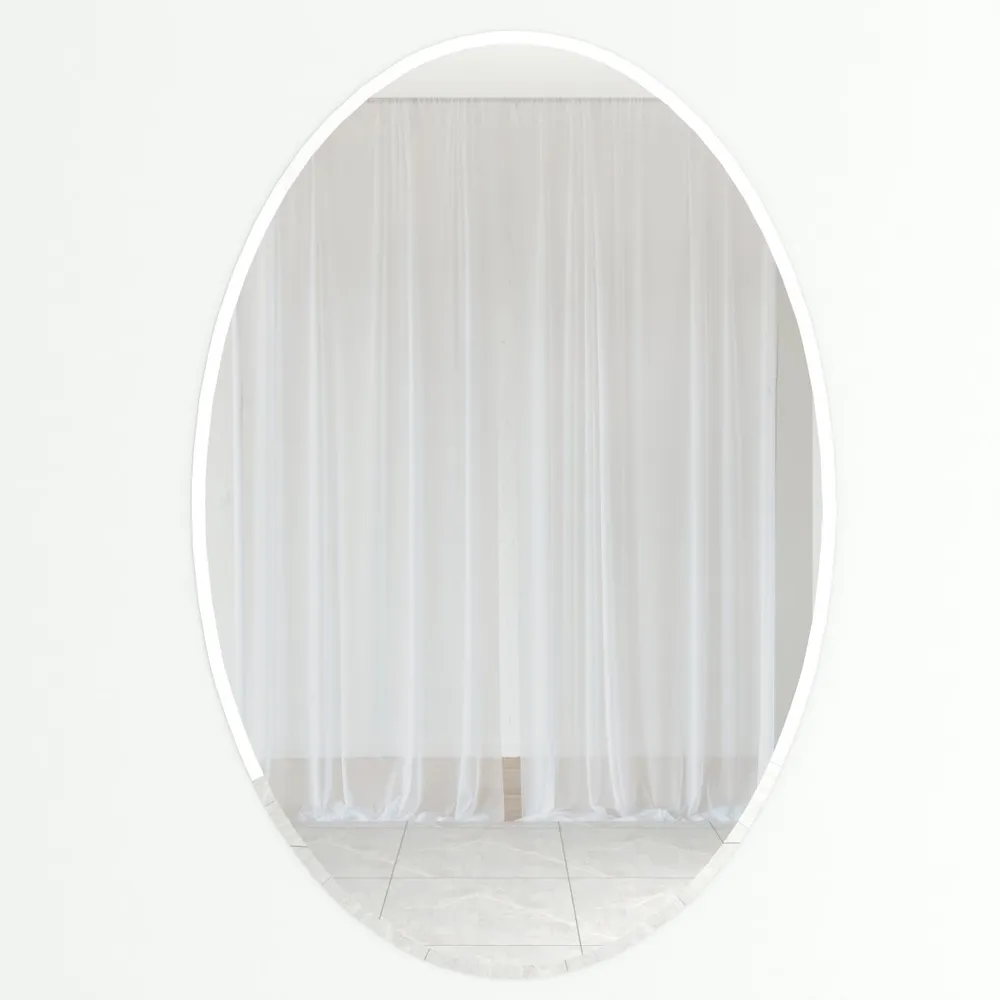 Scandinavian Frameless Beveled Oval Shaped Bathroom Mirror