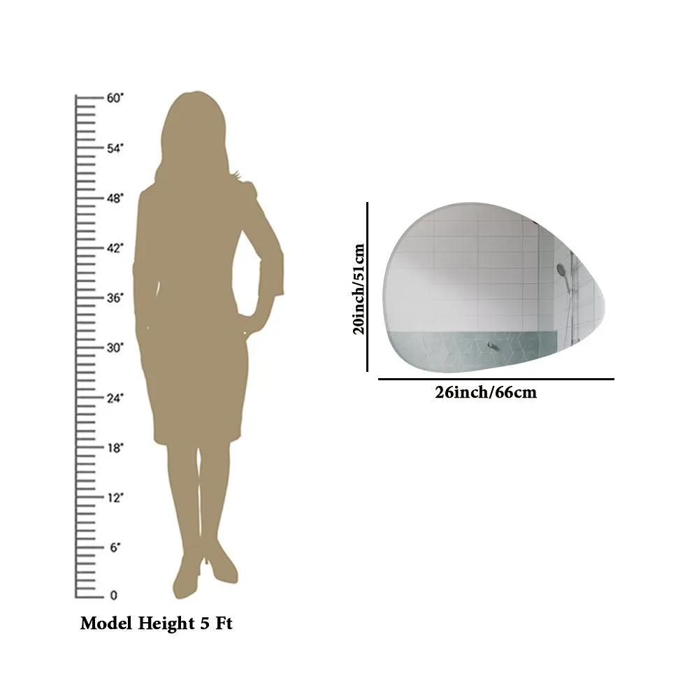 Scandinavian Frameless Beveled Pebble Shaped Bathroom Mirror