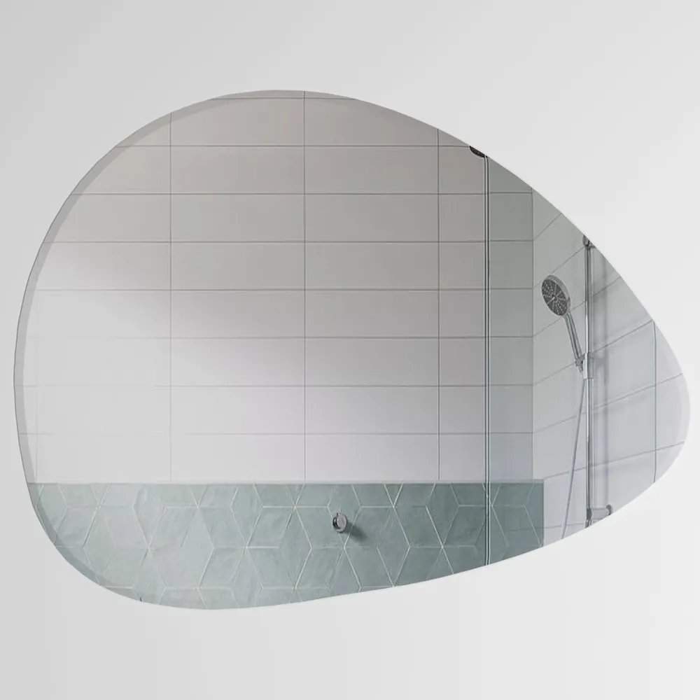 Scandinavian Frameless Beveled Pebble Shaped Bathroom Mirror