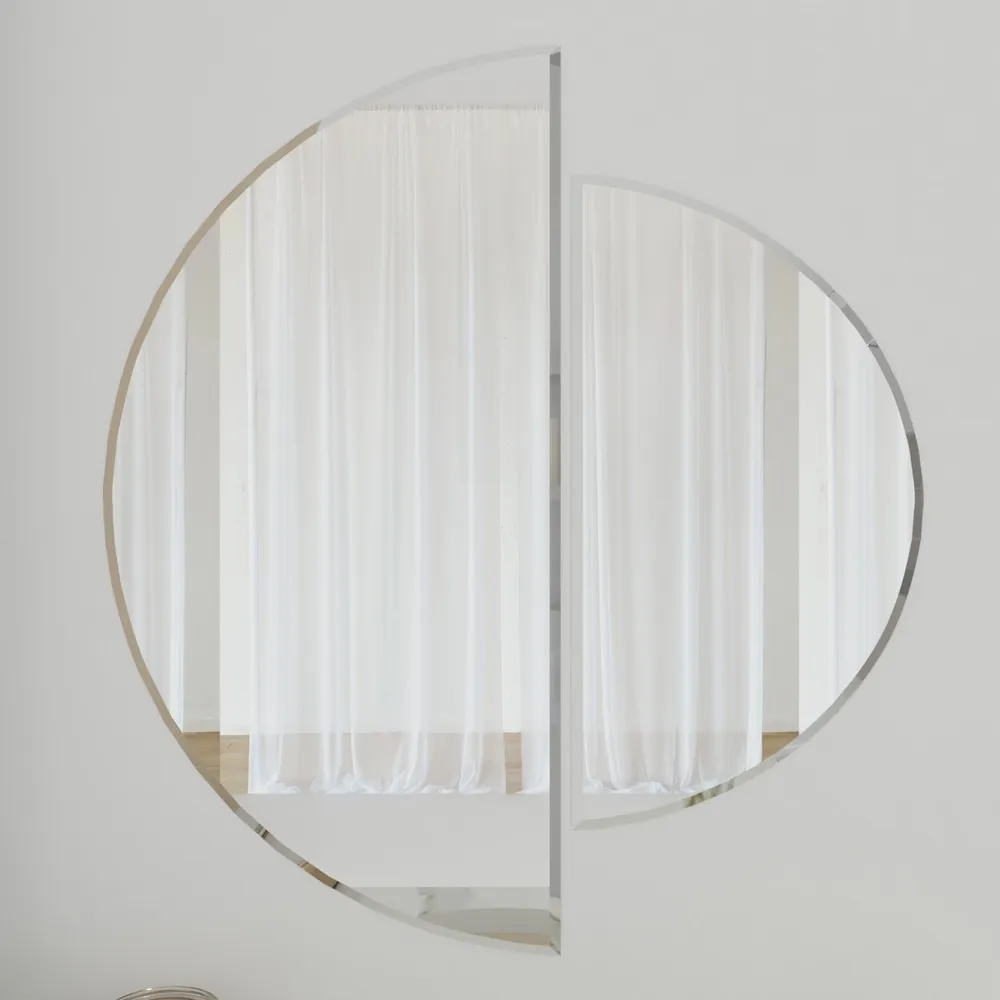 Scandinavian Frameless Beveled Semi Circle Bathroom Mirror