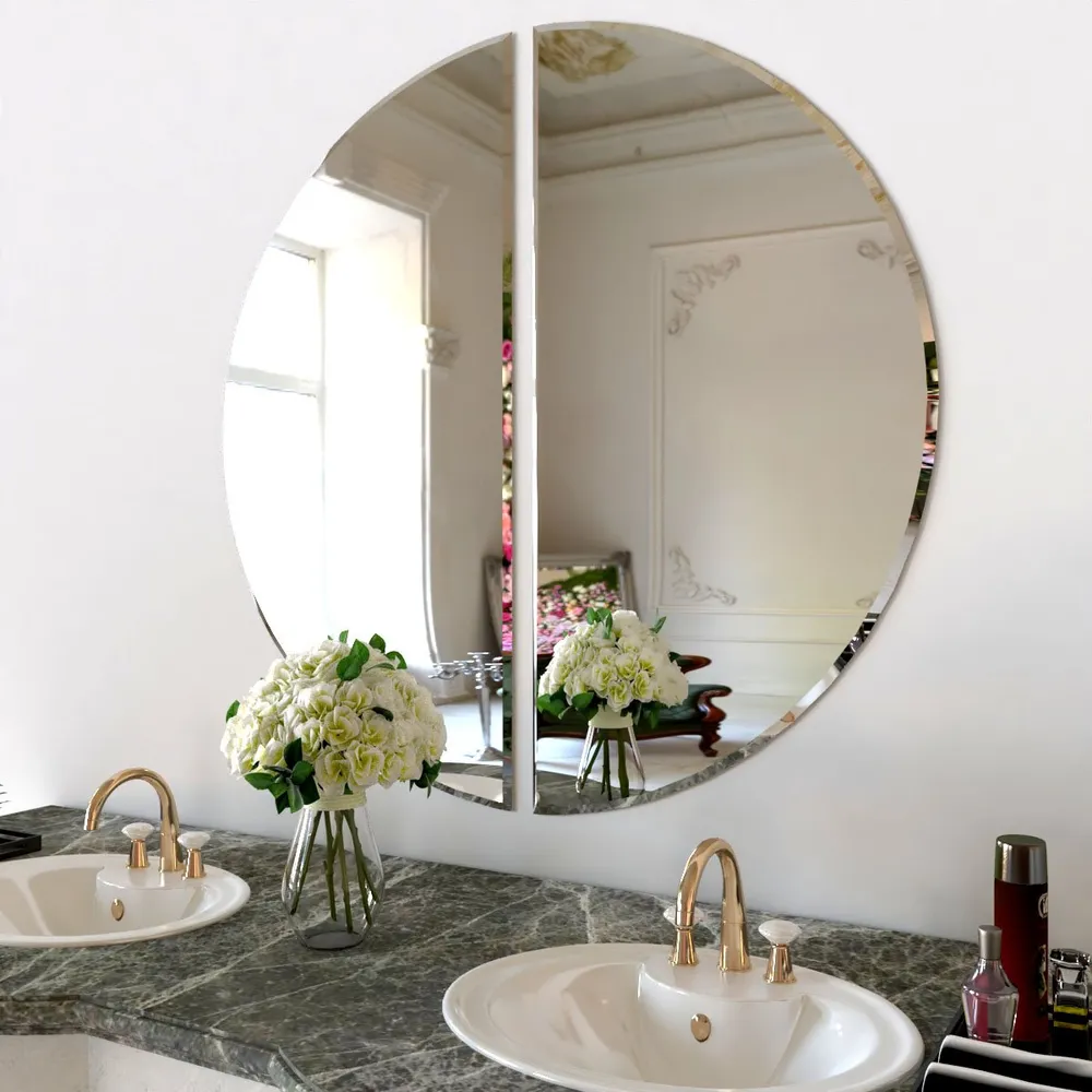 Scandinavian Frameless Beveled Semi Circle Bathroom Mirror