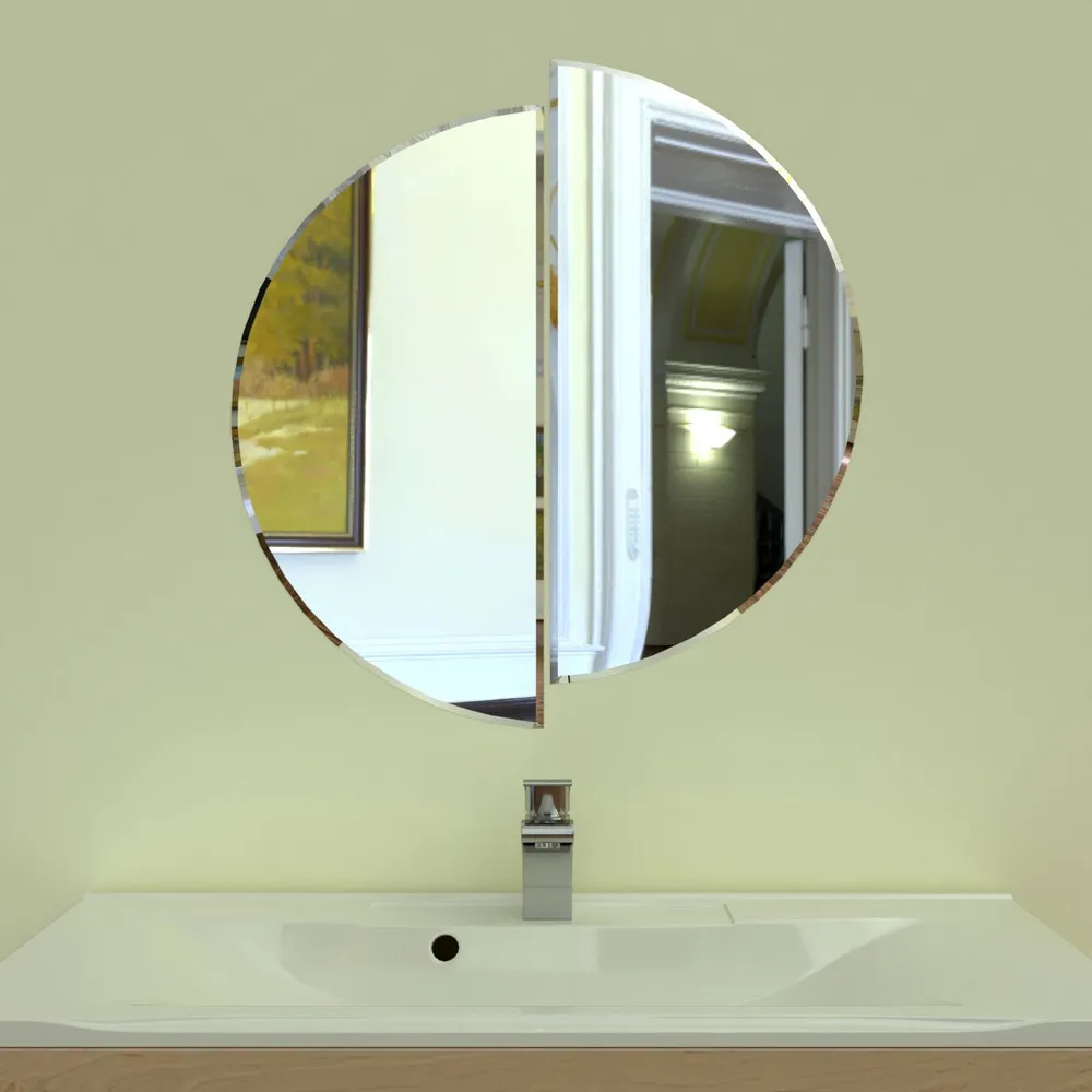 Scandinavian Frameless Beveled Semi Circle Bathroom Mirror