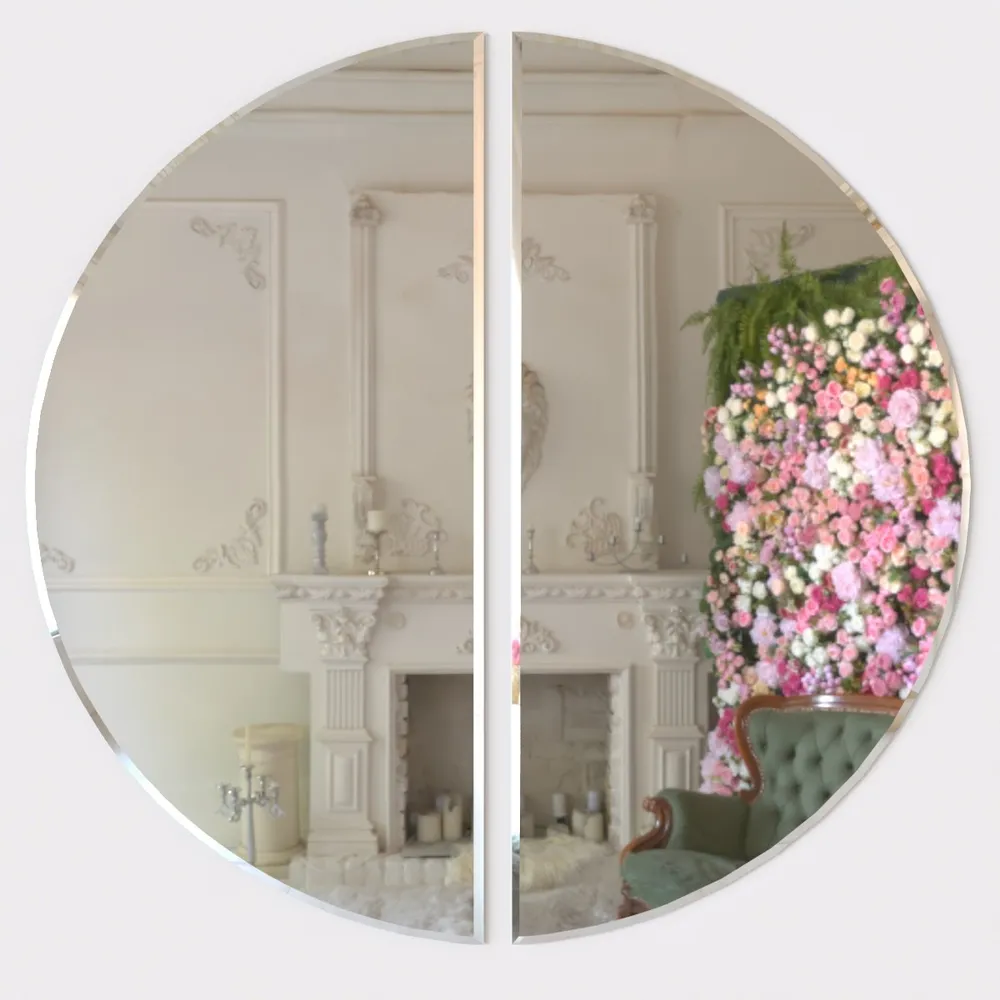 Scandinavian Frameless Beveled Semi Circle Bathroom Mirror