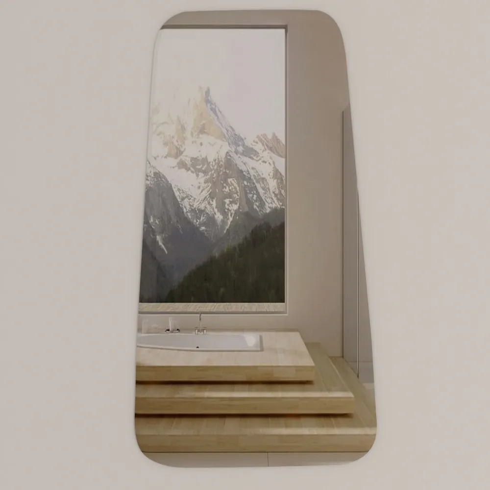 Scandinavian Frameless Beveled Tapered Shape Bathroom Mirror