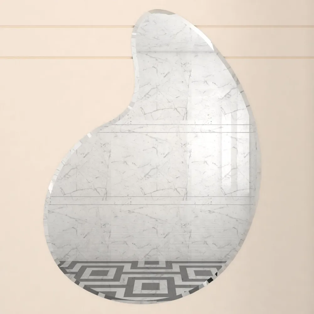 Scandinavian Frameless Beveled Water Drop Shaped Bathroom Mirror