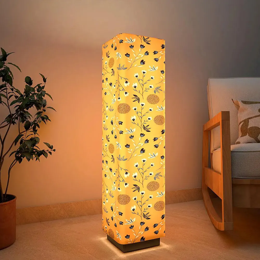 Scattered Floral Printed Rectangle Floor Lamp