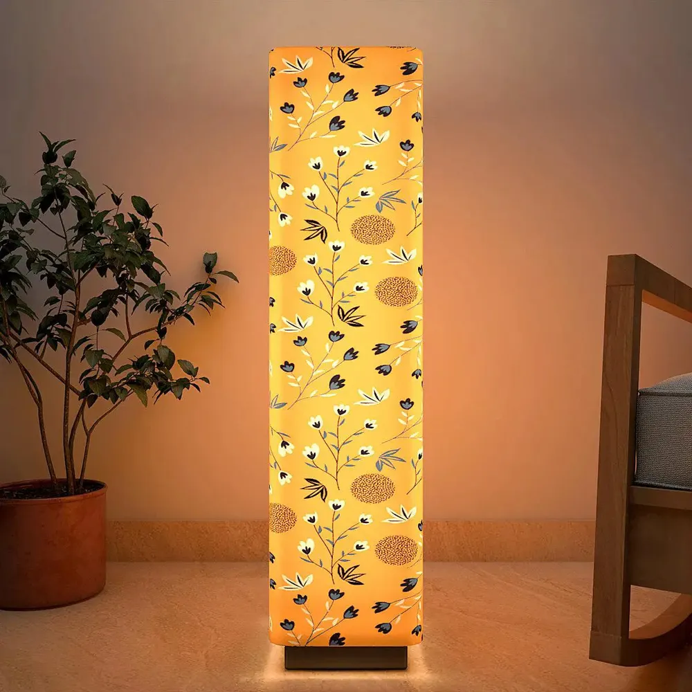 Scattered Floral Printed Rectangle Floor Lamp