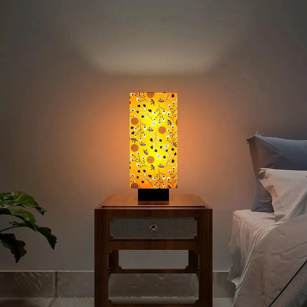 Scattered Floral Printed Rectangle Table Lamp