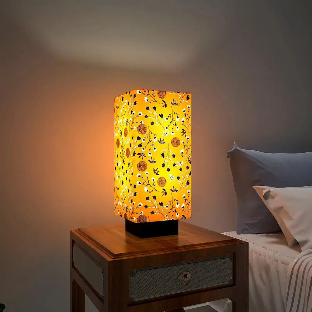 Scattered Floral Printed Rectangle Table Lamp