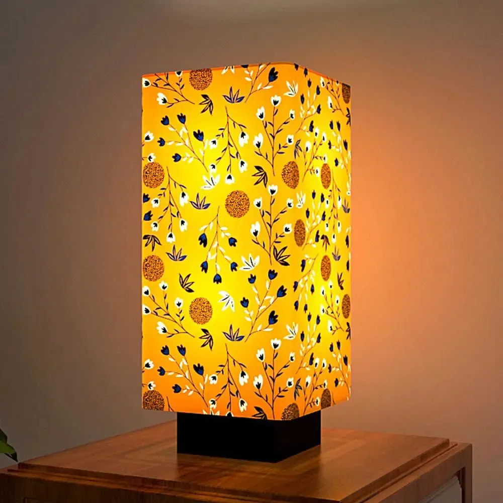 Scattered Floral Printed Rectangle Table Lamp