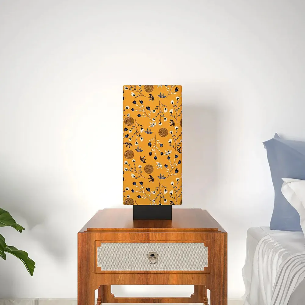 Scattered Floral Printed Rectangle Table Lamp