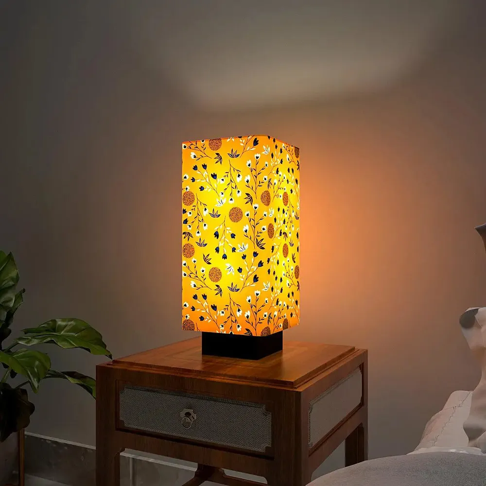 Scattered Floral Printed Rectangle Table Lamp