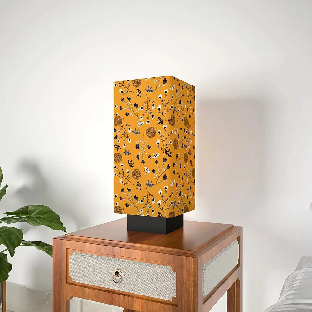 Scattered Floral Printed Rectangle Table Lamp
