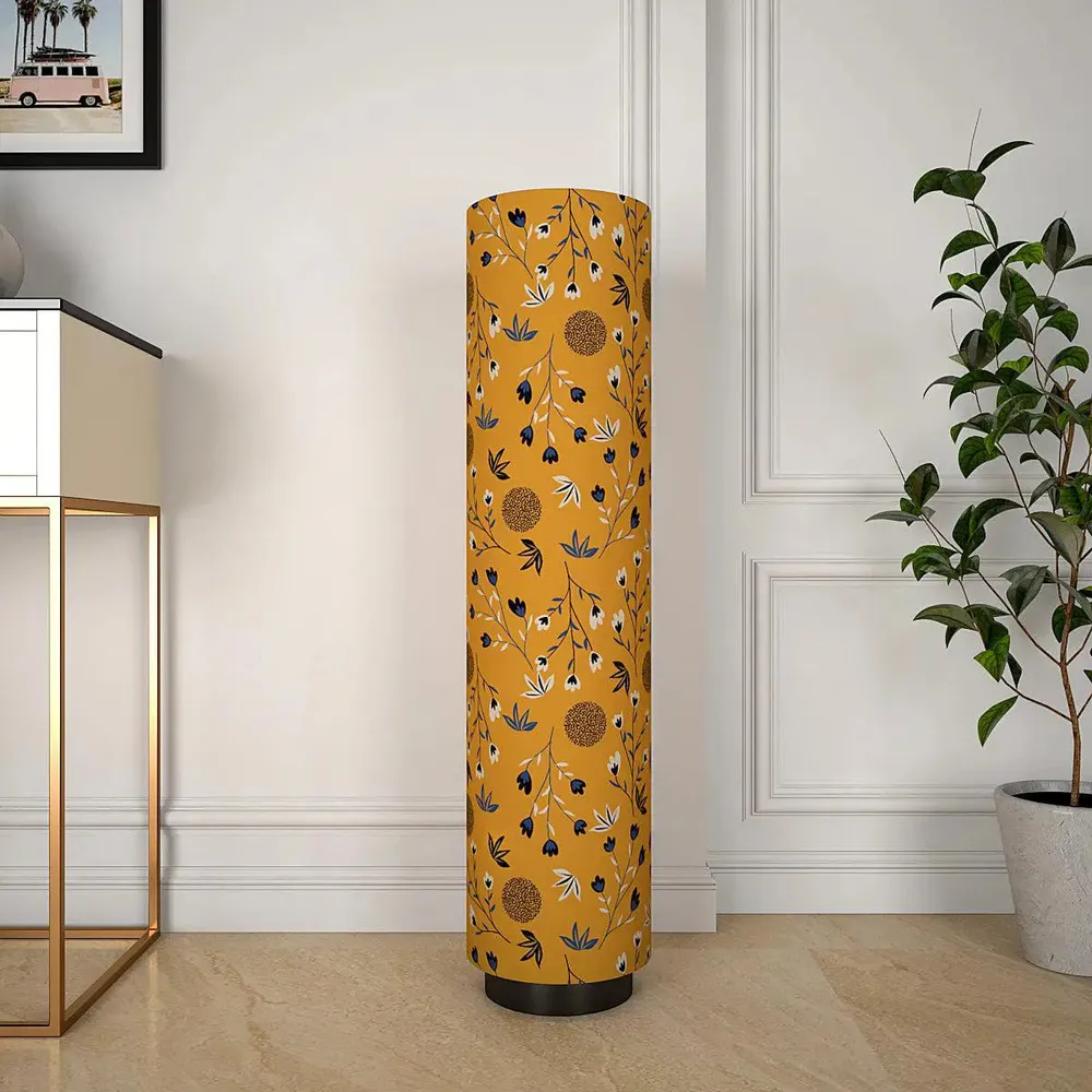 Scattered Floral Printed Round Floor Lamp