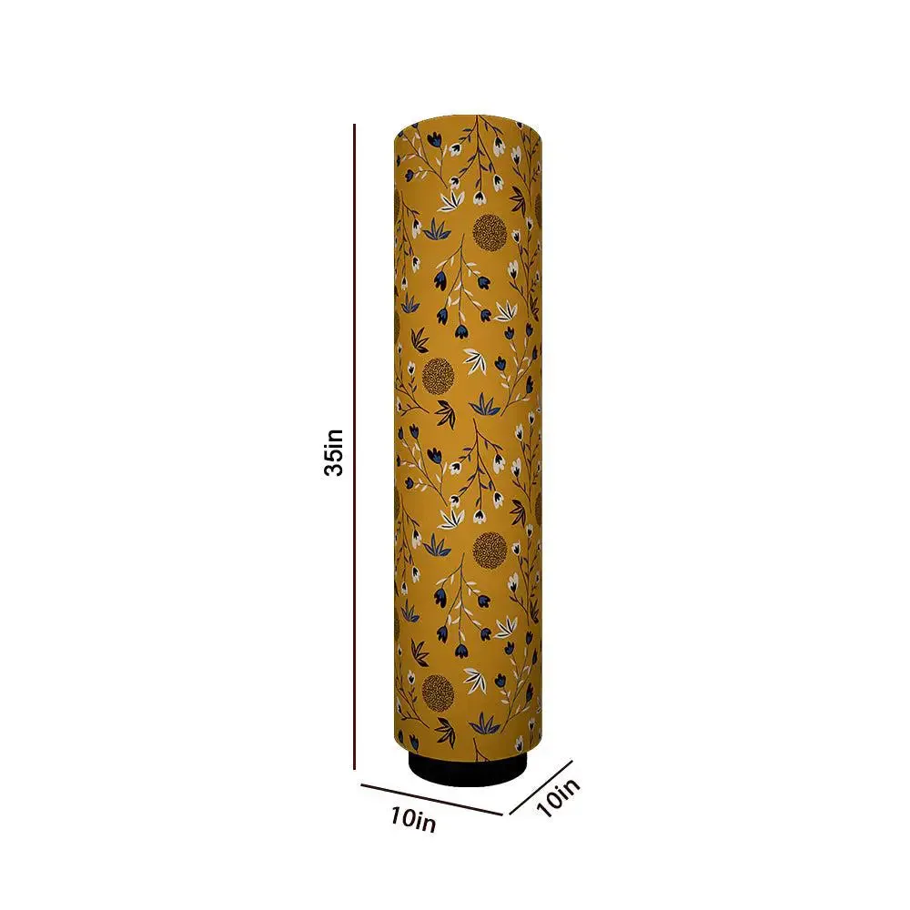 Scattered Floral Printed Round Floor Lamp