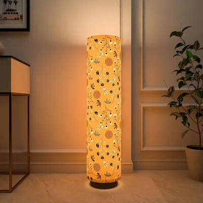 Scattered Floral Printed Round Floor Lamp