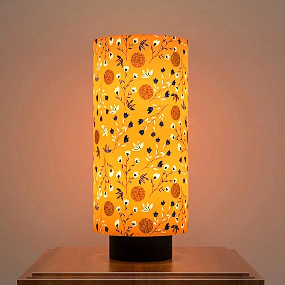 Scattered Floral Printed Round Table Lamp