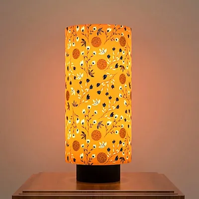 Scattered Floral Printed Round Table Lamp