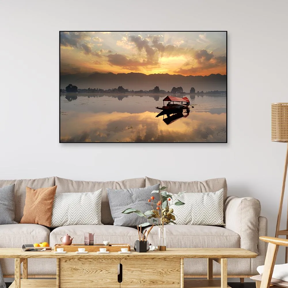 Scenic Landscapes With Mesmerizing Sunset Framed Wall Art With Floating Frame
