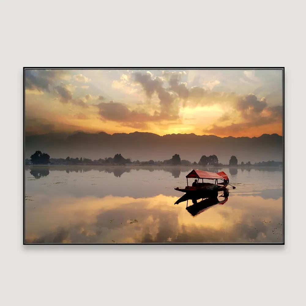 Scenic Landscapes With Mesmerizing Sunset Framed Wall Art With Floating Frame