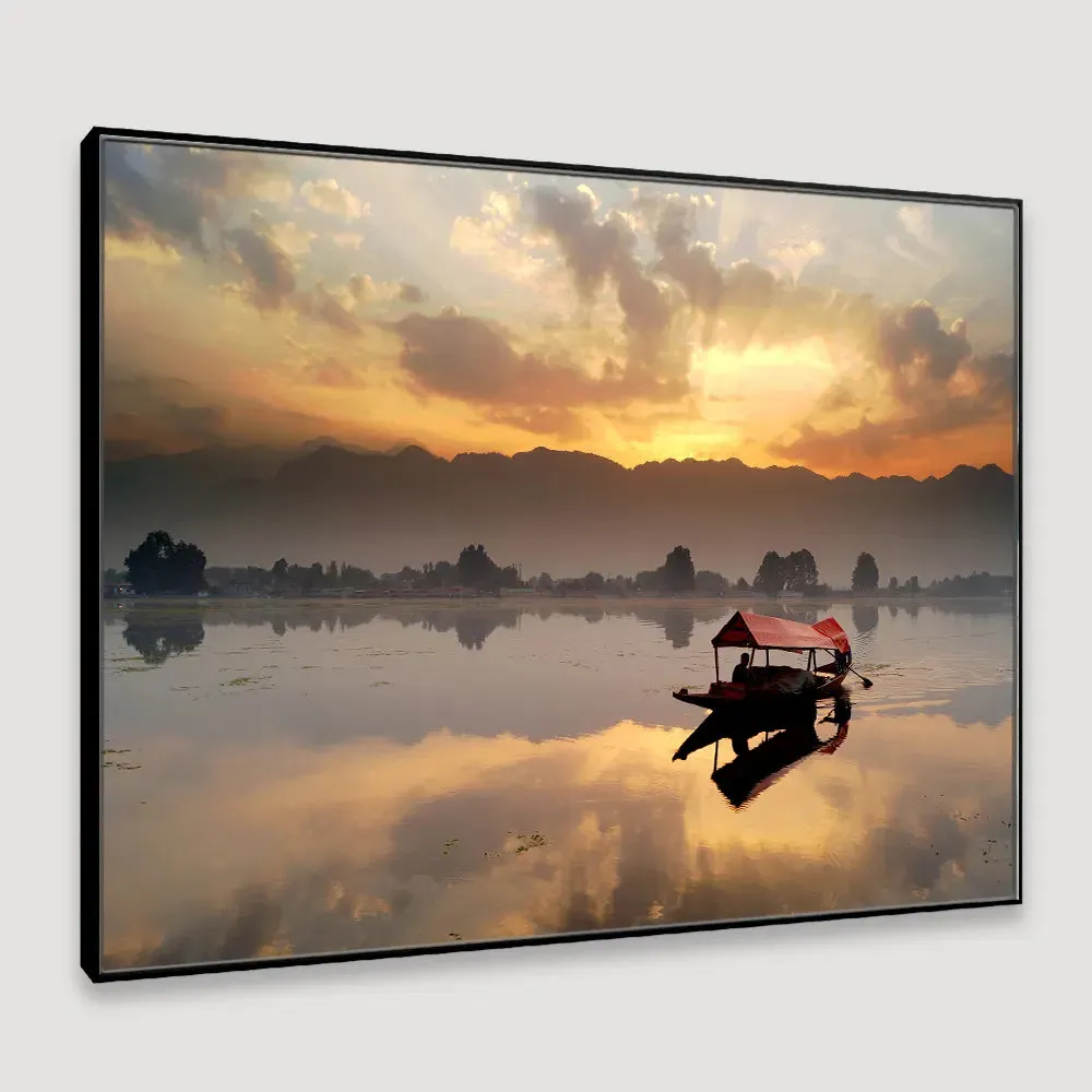 Scenic Landscapes With Mesmerizing Sunset Framed Wall Art With Floating Frame