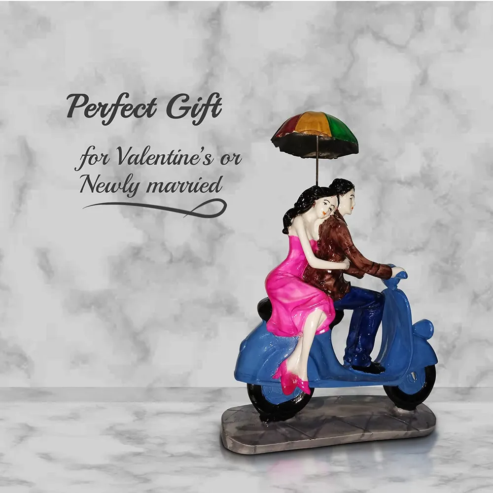 Scooter Ride Couple Miniature Showpieces for Valentine Gift