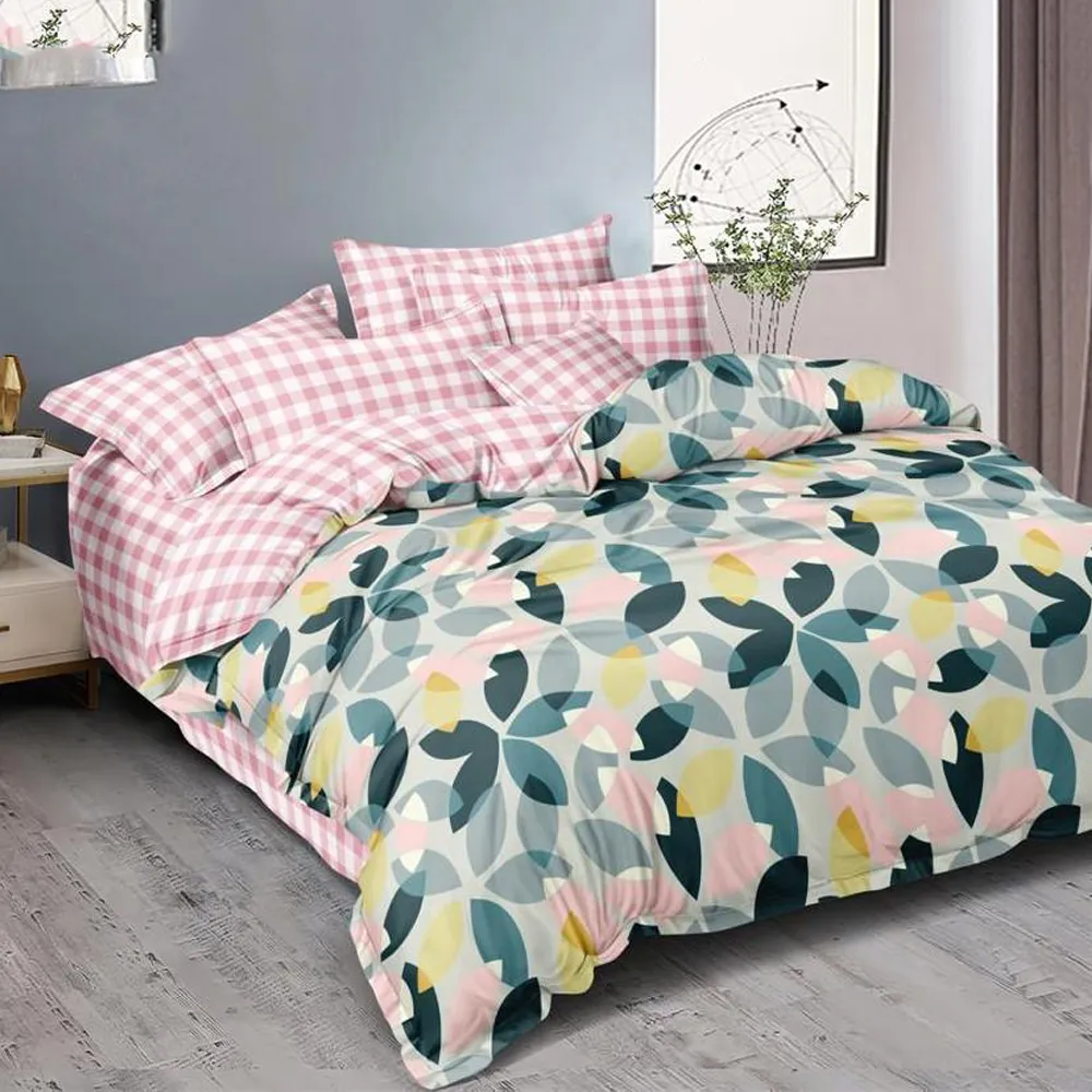 Sea Green & Mint Floral Twist Printed Double Bedsheet With 2 Pillow Covers (Multicolor)