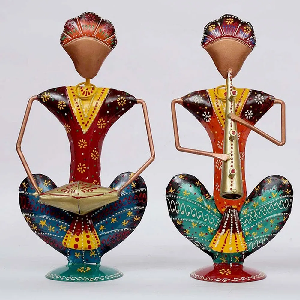 Seated Traditional Musicians Handcrafted Human Figurines / Showpiece Set Of 3