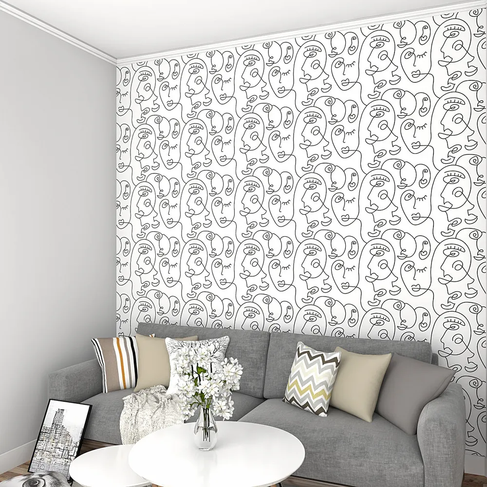 Self Adhesive Wallpaper in Abstract Line Art