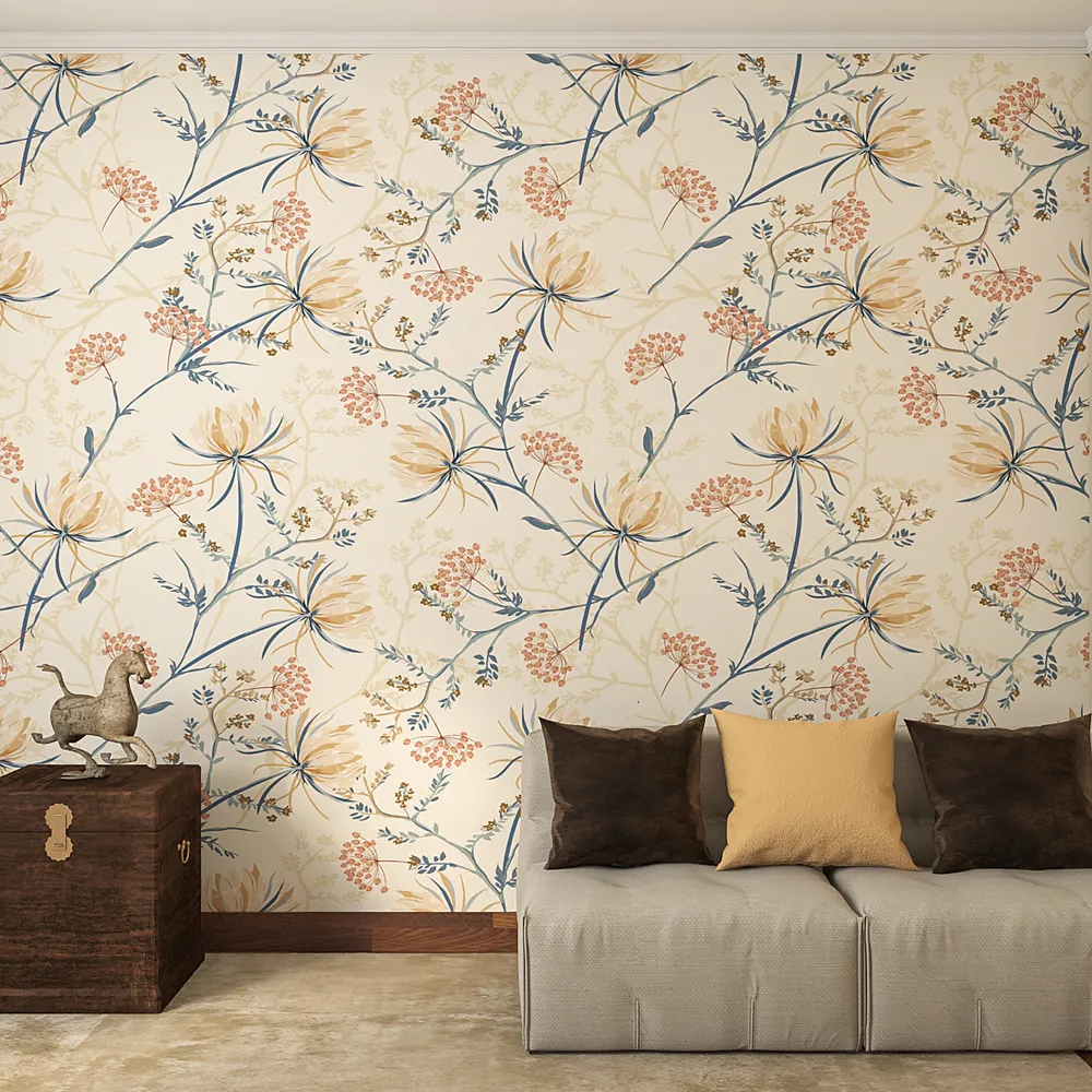 Self Adhesive Wallpaper in Flowing Flower Pattern
