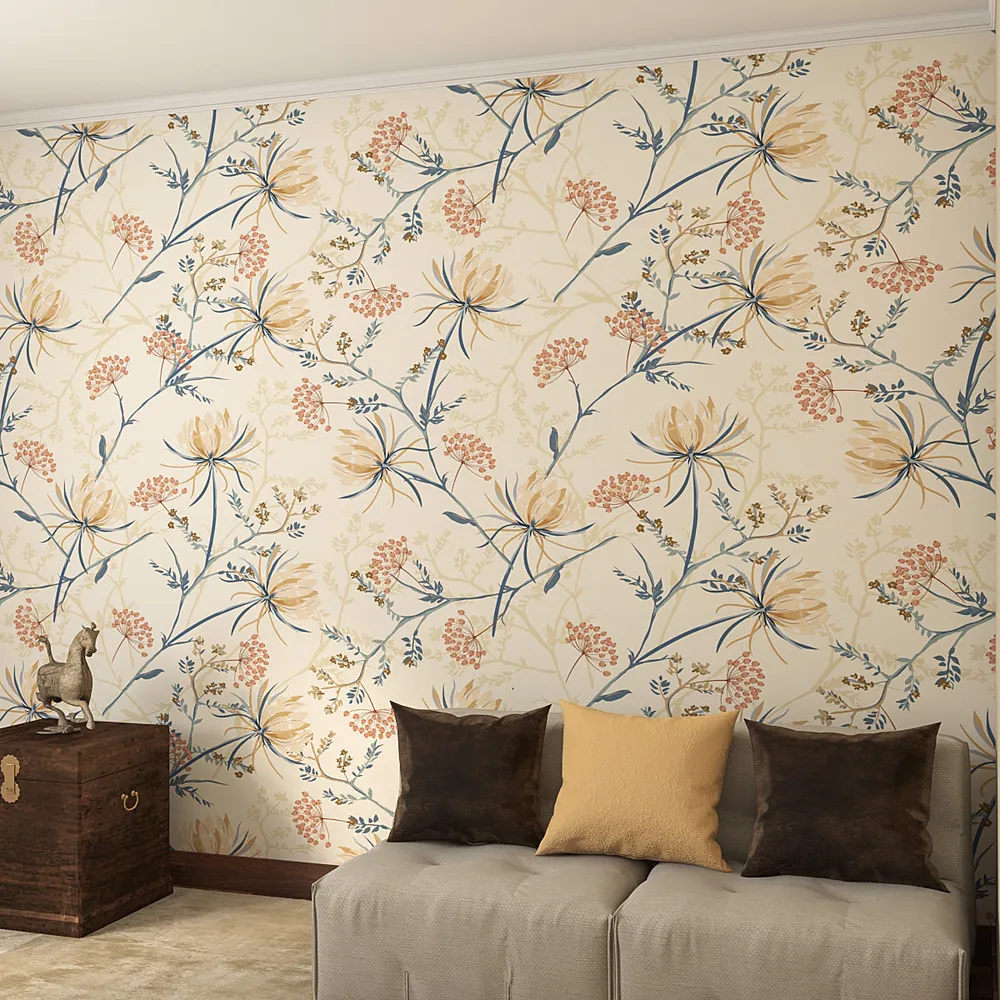 Self Adhesive Wallpaper in Flowing Flower Pattern