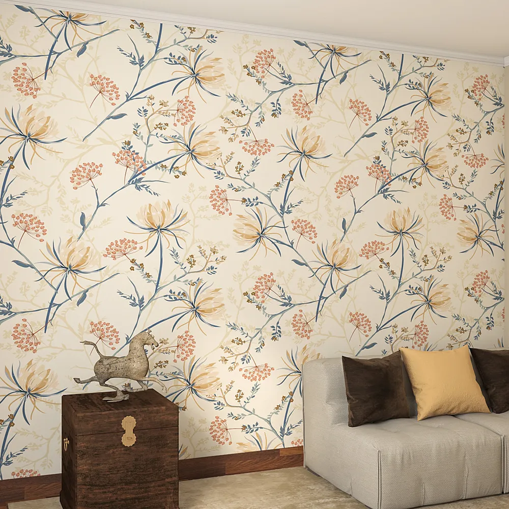 Self Adhesive Wallpaper in Flowing Flower Pattern