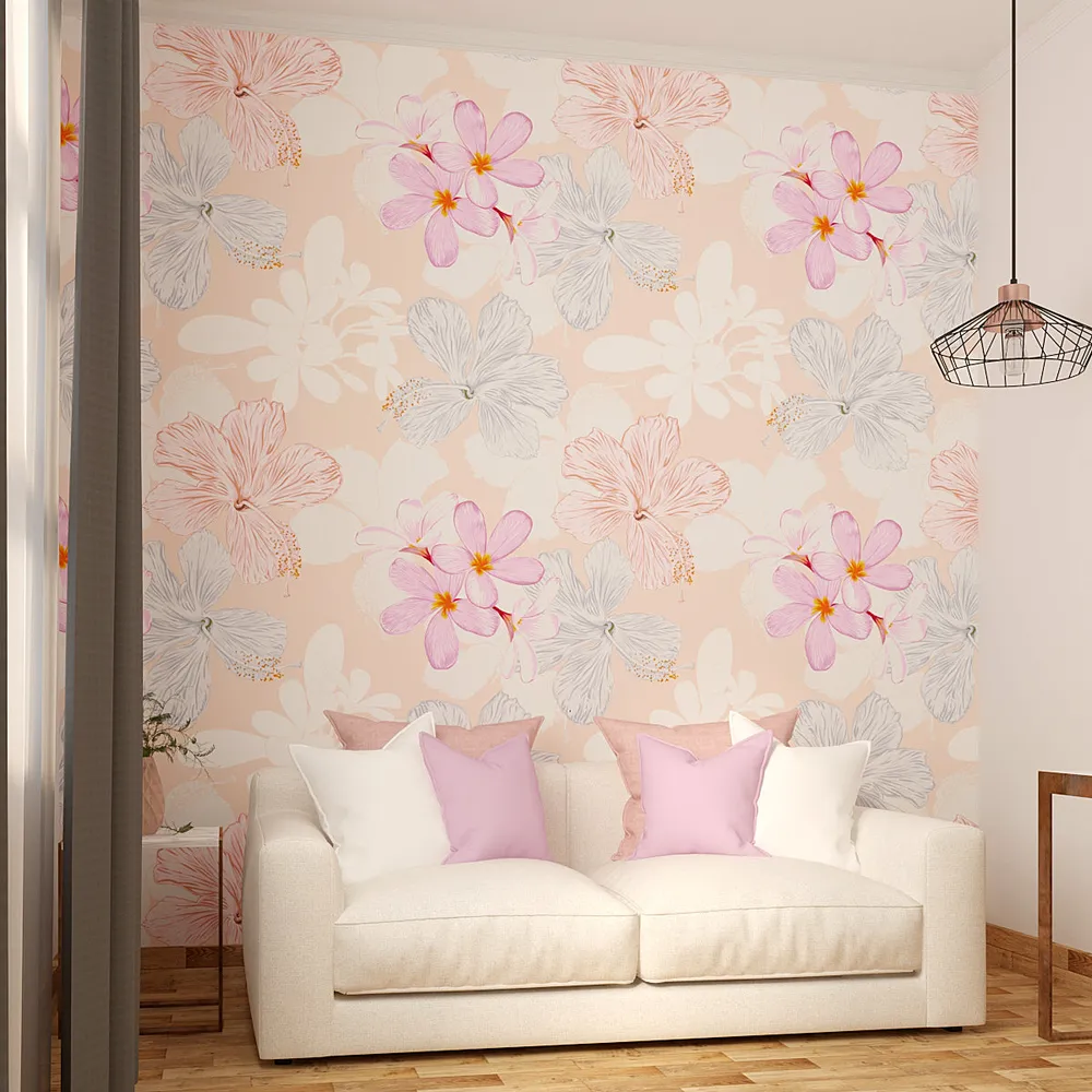 Self Adhesive Wallpaper in Pink &amp; Peach Floral Design