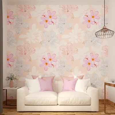 Self Adhesive Wallpaper in Pink &amp; Peach Floral Design