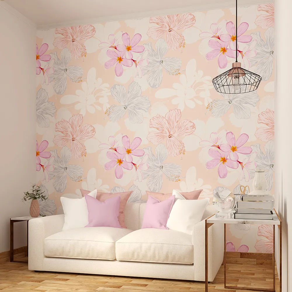 Self Adhesive Wallpaper in Pink &amp; Peach Floral Design
