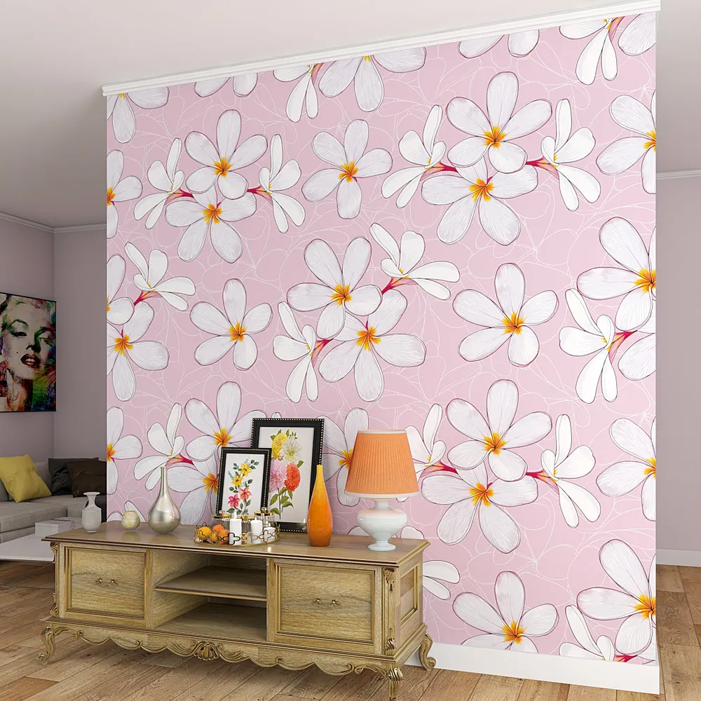 Self Adhesive Wallpaper in White &amp; Pink Floral Design