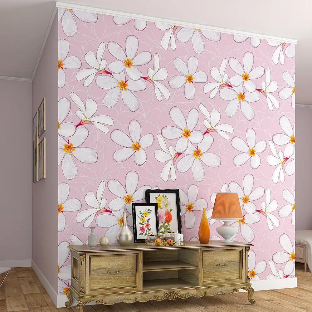 Self Adhesive Wallpaper in White &amp; Pink Floral Design