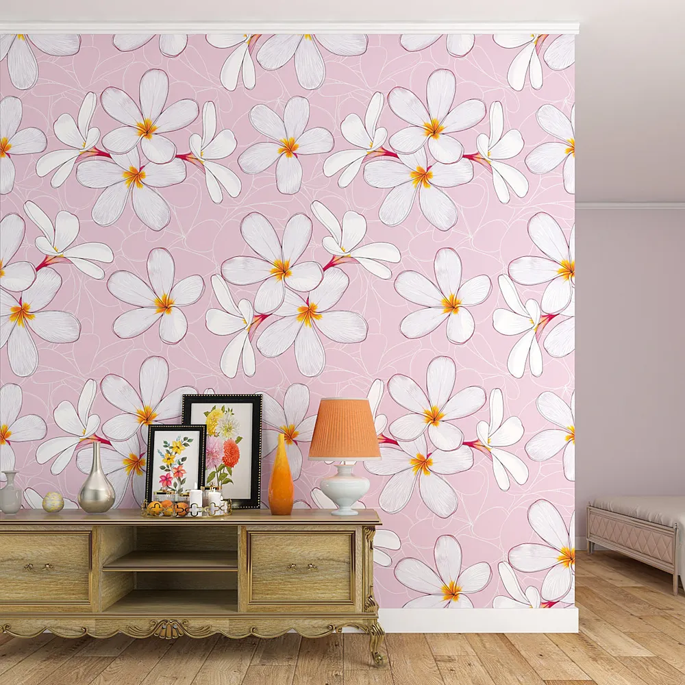 Self Adhesive Wallpaper in White &amp; Pink Floral Design