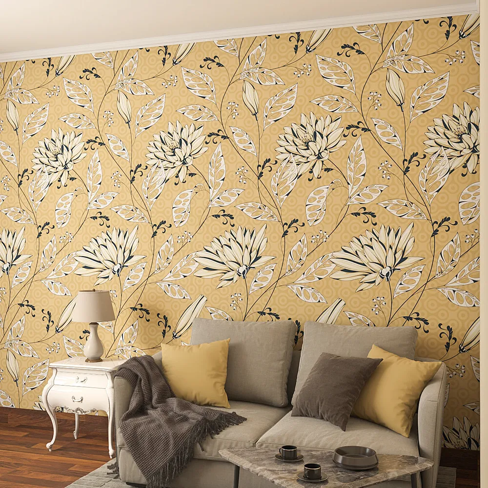 Self Adhesive Wallpaper in White Lotus Floral Pattern