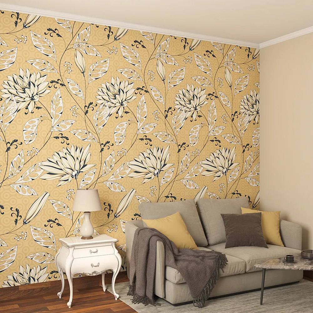 Self Adhesive Wallpaper in White Lotus Floral Pattern