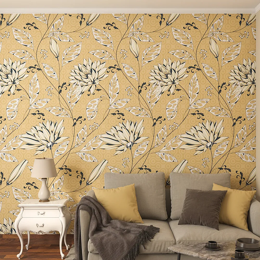 Self Adhesive Wallpaper in White Lotus Floral Pattern