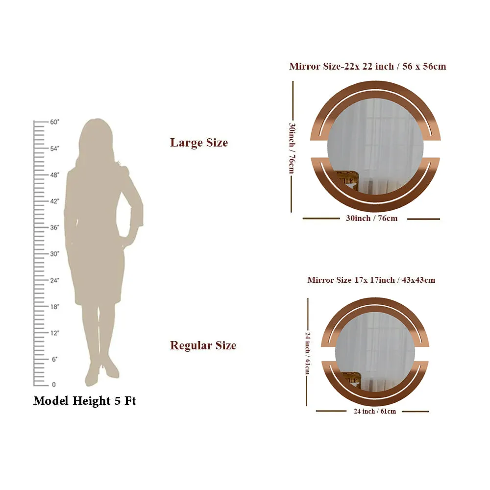 Semi Circle Copper Finish Round Designer Wall Mirror 24 inches X 24 inches