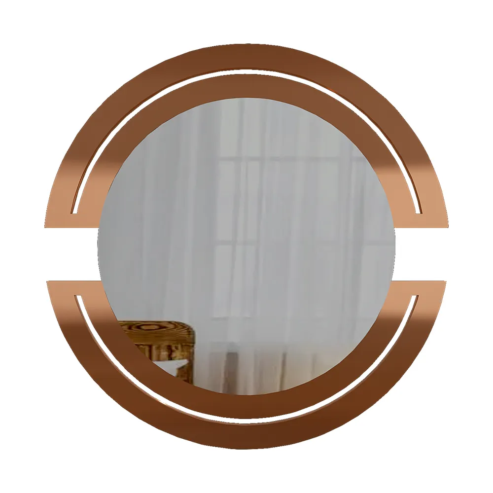 Semi Circle Copper Finish Round Designer Wall Mirror 24 inches X 24 inches
