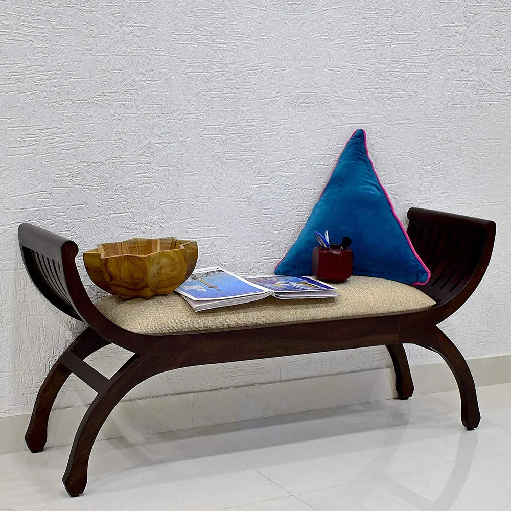 Senate Dark Brown Sheesham Wood Settee Sofa