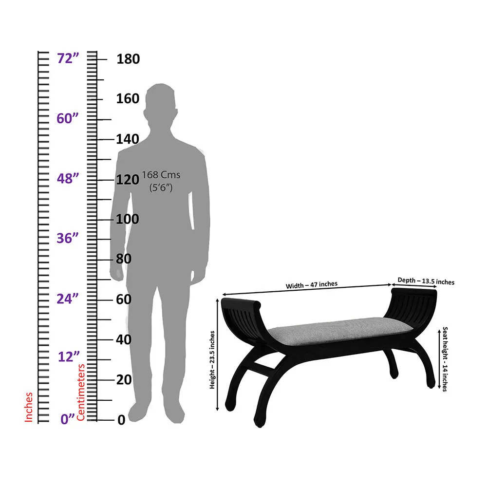 Senate Dark Brown Sheesham Wood With Blue Kantha Gudri patchwork Settee Sofa