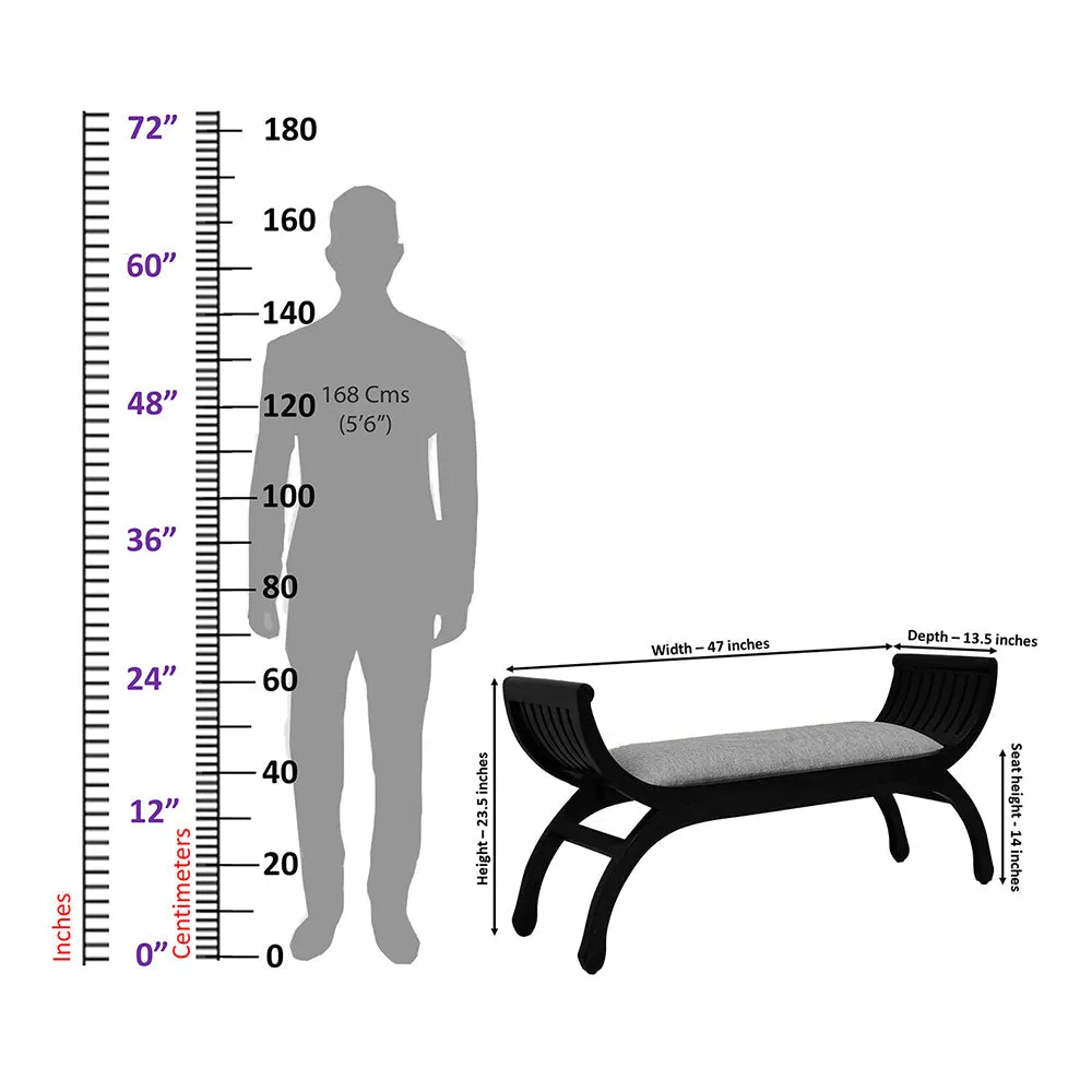 Senate Dark Brown Sheesham Wood With White Kantha Gudri patchwork Settee Sofa